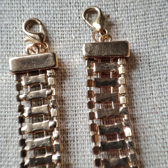 2 Guess Brand Red and Green Emerald Stones Baguette Gold Tone Y2K Bracelets - Picture 7 of 14